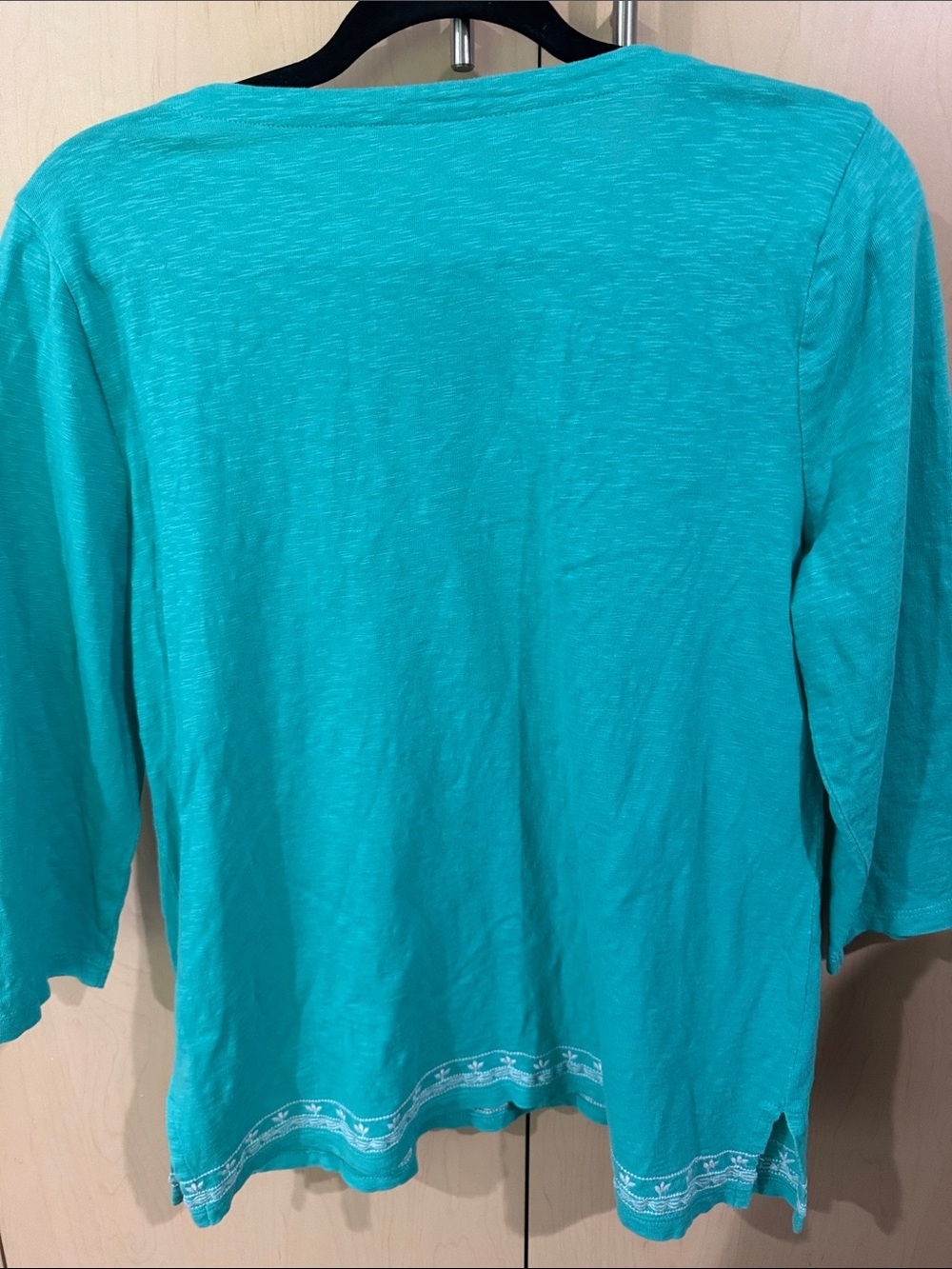 Talbots Turquoise Embroidered V-Notch Tunic - Picture 8 of 8